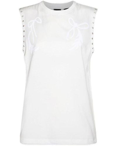 Pinko Bow Printed Sleeveless Top - White