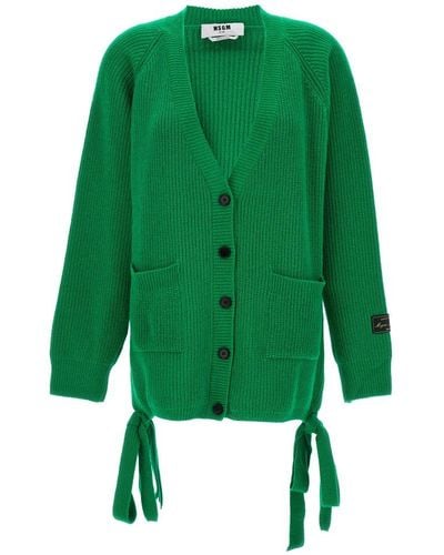 MSGM Fringed Cardigan Sweater - Green