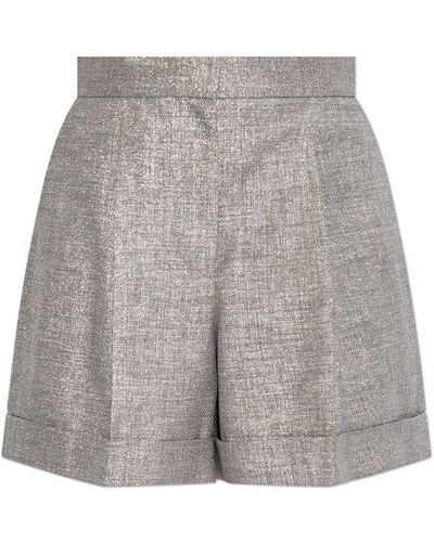 Alexander McQueen High Waist Pleated Shorts - Grey