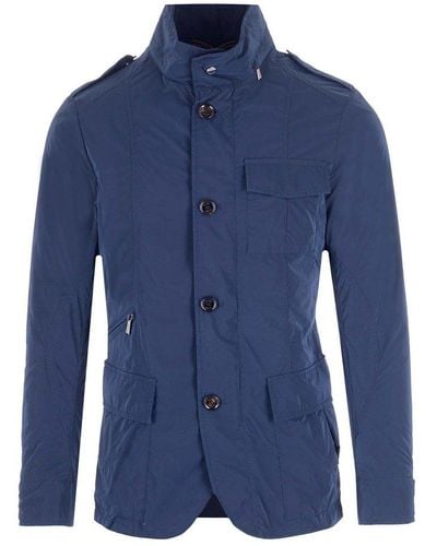 Moorer Porto Buttoned Jacket - Blue