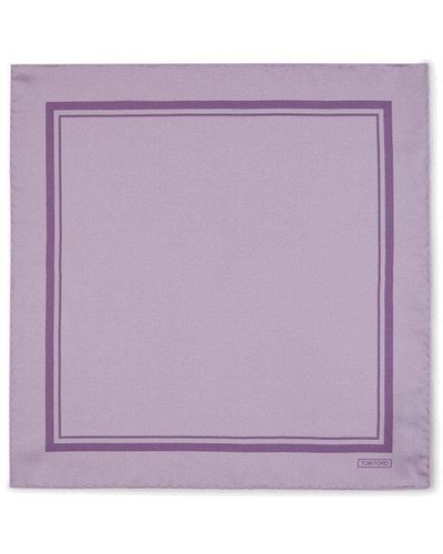 Tom Ford Logo Printed Square-print Pocket Scarf - Purple
