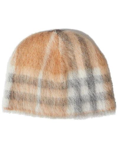 Burberry Giant Check Beanie Hat - Natural