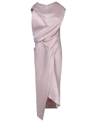 Issey Miyake Enveloping Asymmetric Sleeveless Maxi Dress - Pink