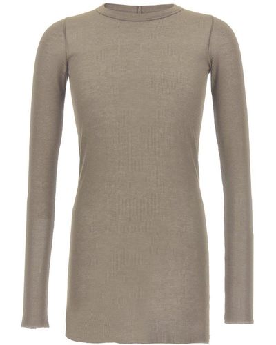 Rick Owens Crewneck Long-sleeved Knitted Top - Grey