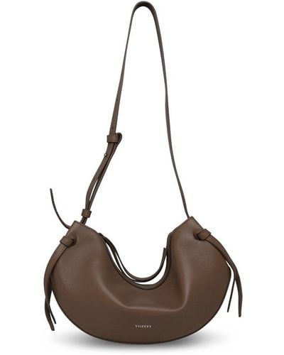 Yuzefi Fortune Cookie Logo Embossed Shoulder Bag - Brown