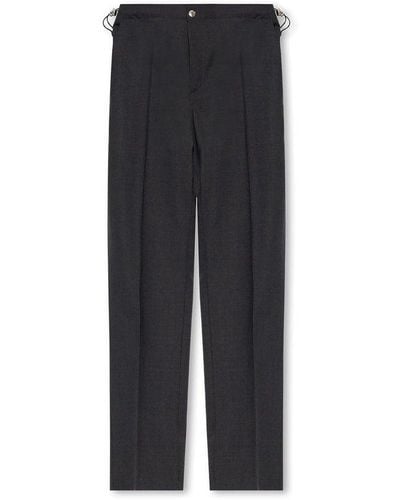 Versace Wool Pleat-Front Pants - Black