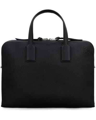 Loewe Goya Thin Leather Briefcase Bag - Black