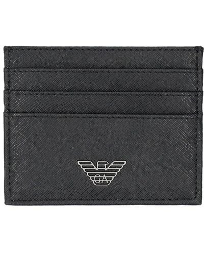 Emporio Armani Regenerated-leather Card Holder - Black