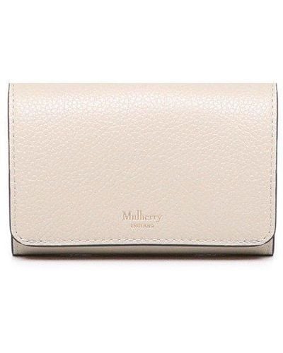 Mulberry Logo Detailed Zip-up Wallet - White