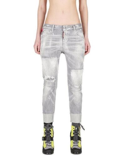DSquared² Distressed Cropped Jeans - Gray