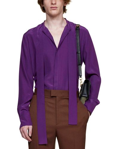 Valentino Pussy-bow Long-sleeved Shirt - Purple