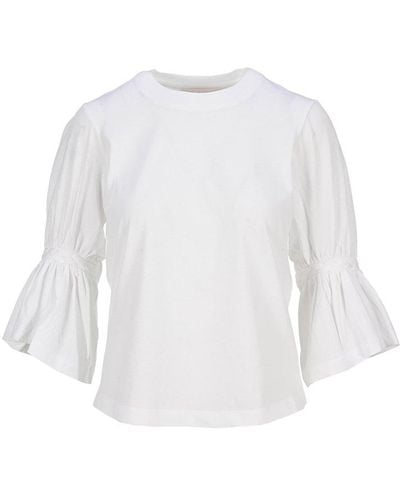 See By Chloé Braided Sleeve Top - White