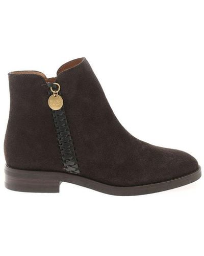 See By Chloé Louise Flat Ankle Boots - Brown