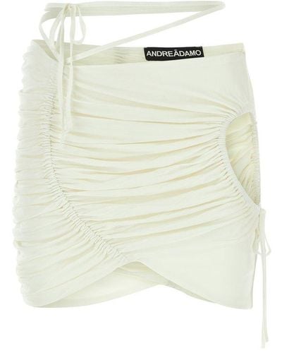 ANDREA ADAMO Ruched Mini Skirt - White