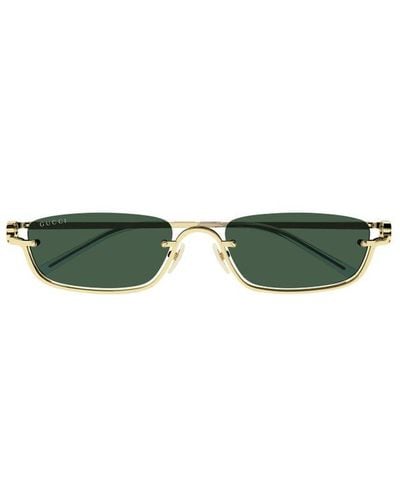 Gucci Metal Rectangle-frame Sunglasses - Green