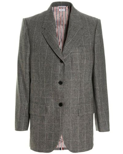 Thom Browne Wool Single Breast Blazer Jacket - Grey