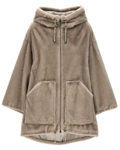 P.A.R.O.S.H. Zip-up Faux-fur Hooded Coat - Natural
