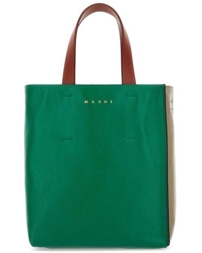 Marni Two-tone Leather Handbag - Green