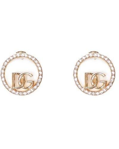 Dolce & Gabbana Dg Logo Embellished Hoop Earrings - Black