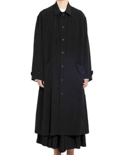Yohji Yamamoto Button-up Long Coat - Black