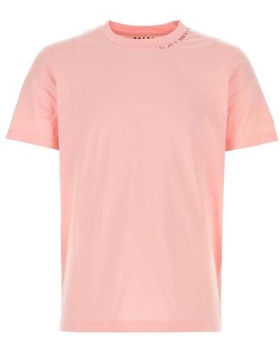 Marni Floral Printed Crewneck T-shirt - Pink