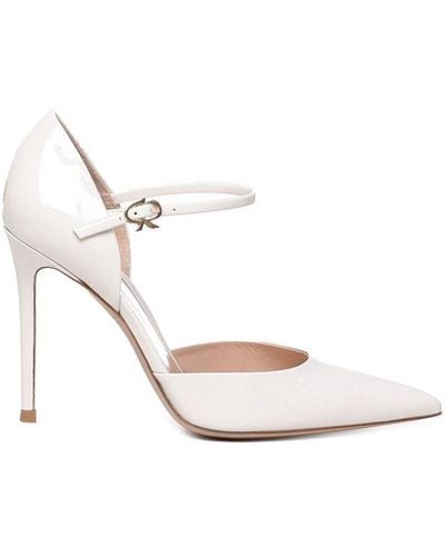 Gianvito Rossi Buckle-strapped Pointed-toe Pumps - White
