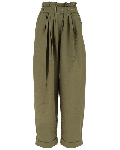 Balmain Wide High-Waisted Trousers - Green