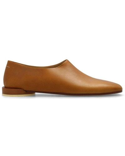 MM6 by Maison Martin Margiela Square Toe Loafers - Brown