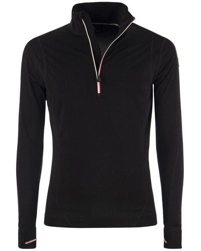 3 MONCLER GRENOBLE Zippered Fleece Sweaters - Black