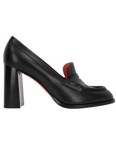 Santoni Block-heeled Slip-on Loafer Pumps - Black