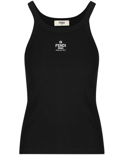 Fendi Ribbed Tank Top - Black