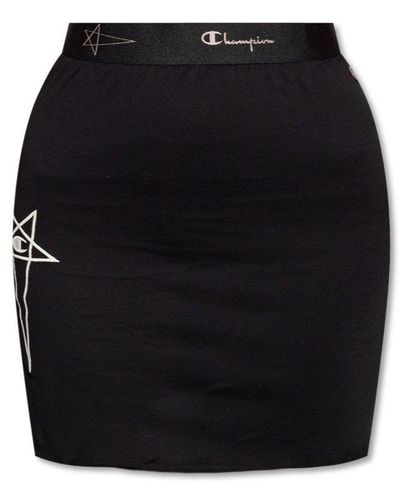 Rick Owens X Champion Logo Embroidered Mini Skirt - Black