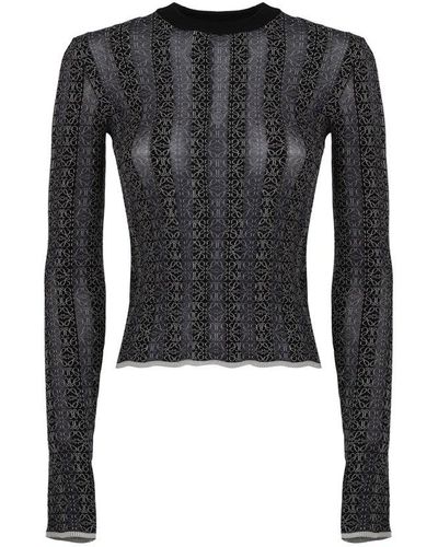Loewe Anagram Jacquard Crewneck Sweater - Black