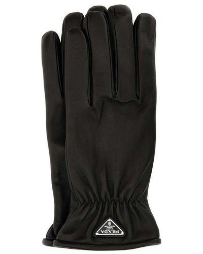 Prada Triangle-logo Pull-on Gloves - Black