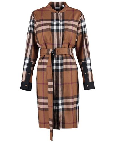 Burberry Belted-waist Checked Shirt Dress - Multicolor