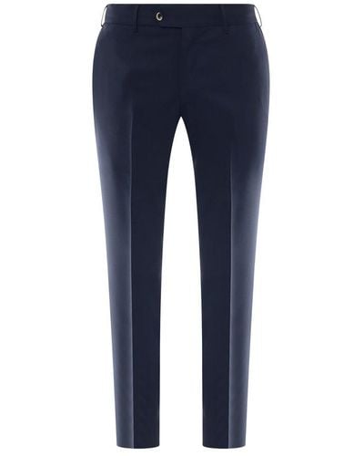 PT Torino Pressed Crease Slim Fit Trousers - Blue