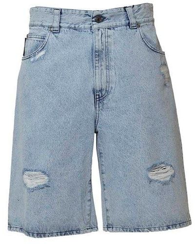 MSGM Distressed Denim Shorts - Blue