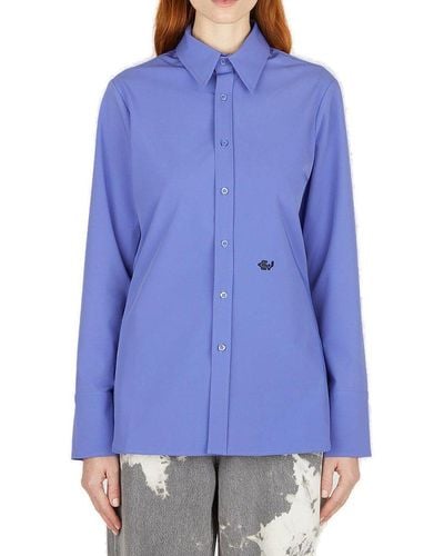 Eytys Logo Embroidered Buttoned Shirt - Blue