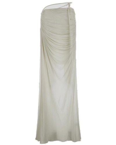 ANDREA ADAMO Cut-out Detailed Ruched Floor-length Skirt - Gray