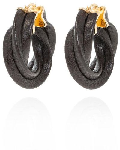 Bottega Veneta Twisted Hoop Earrings - Black