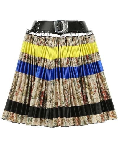 Chopova Lowena Buckle Belt Pleated Mini Skirt - Yellow
