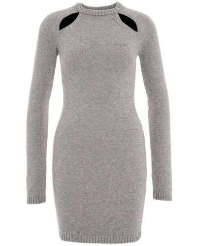 Chiara Ferragni Cut-out Crewneck Knitted Mini Dress - Grey