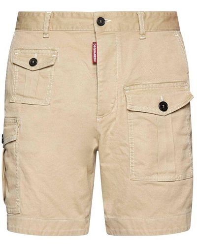DSquared² Logo Patch Cargo Shorts - Natural