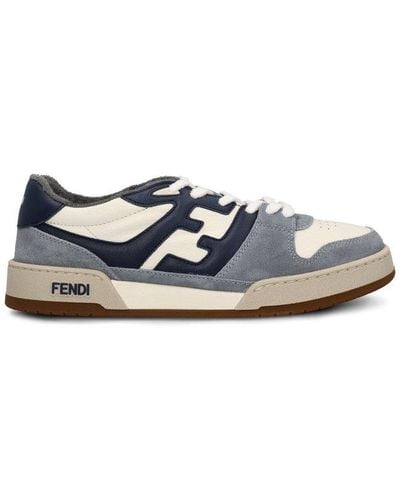 Fendi Leather/canvas Panelled Low Tops - White