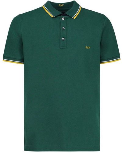Fay Logo Embroidered Short-sleeved Polo Shirt - Green