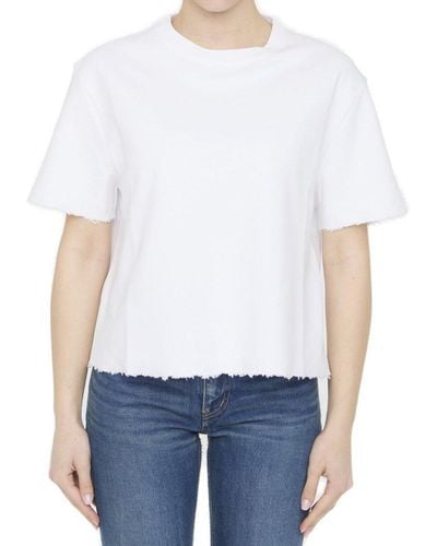 Loewe Short-sleeved Frayed Hem Top - White