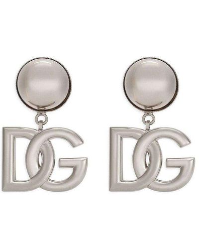 Dolce & Gabbana Clip Earrings With Dg Kim Dolce&gabbana Logo - Metallic
