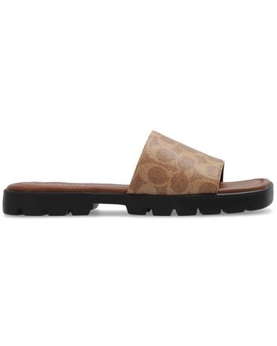COACH Florence Open-toe Slides - Brown