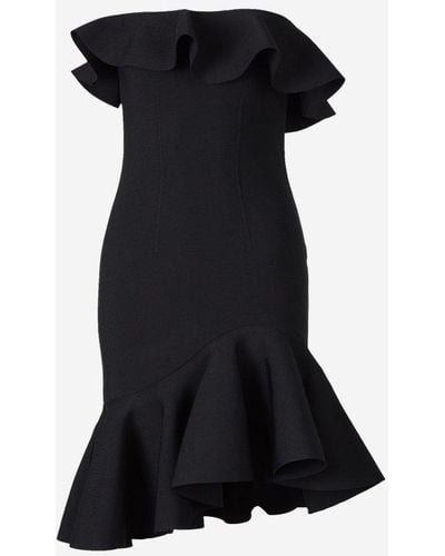 Alexander McQueen Ruffle Bustier Dress - Black