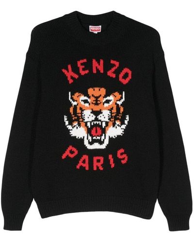 KENZO Lucky Tiger Crewneck Knitted Jumper - Black